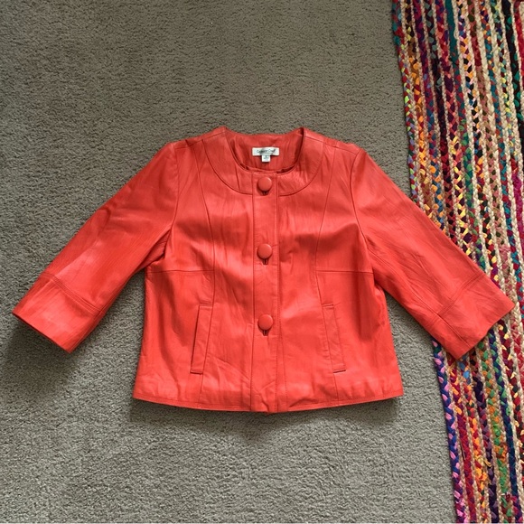 Coldwater Creek Orange Leather Jacket - Picture 1 of 11